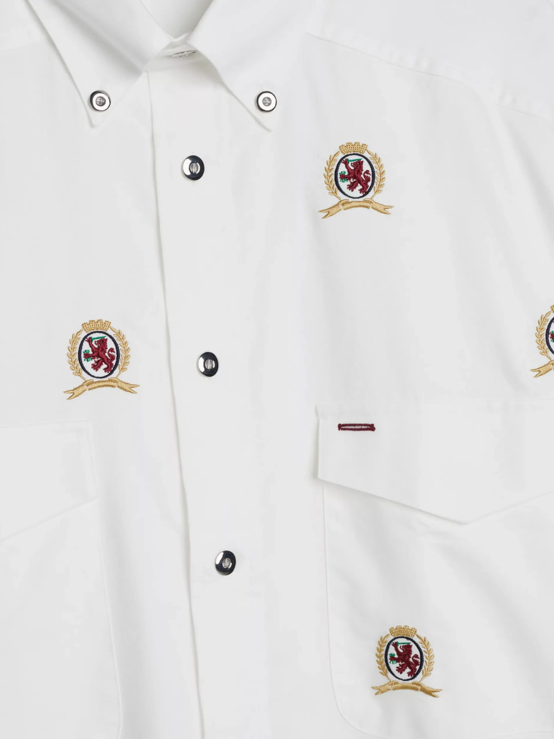 Koszule*Tommy Hilfiger Koszula O Kroju Pudełkowym Z Motywem Emblematu ECRU