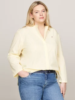 Koszule & Bluzki*Tommy Hilfiger Koszula O Luźnym Kroju Curve Bez Kołnierza STRIPE/ LEMON ZEST/ ECRU