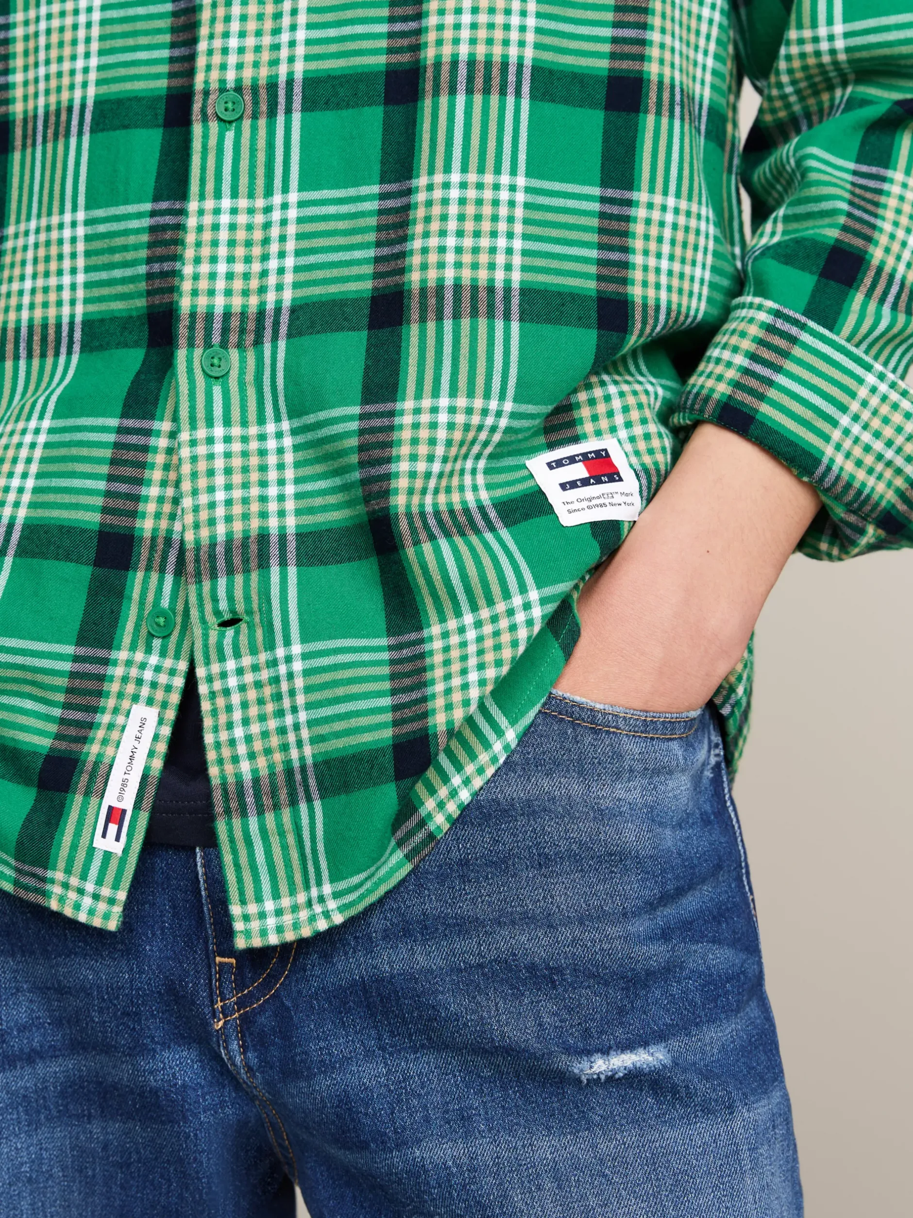 Koszule*Tommy Hilfiger Koszula O Regularnym Kroju We Wzór W Kratę GREEN MALACHITE CHECK