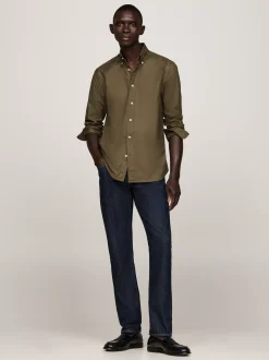Koszule*Tommy Hilfiger Koszula O Regularnym Kroju Z Popeliny TH Flex ARMY GREEN