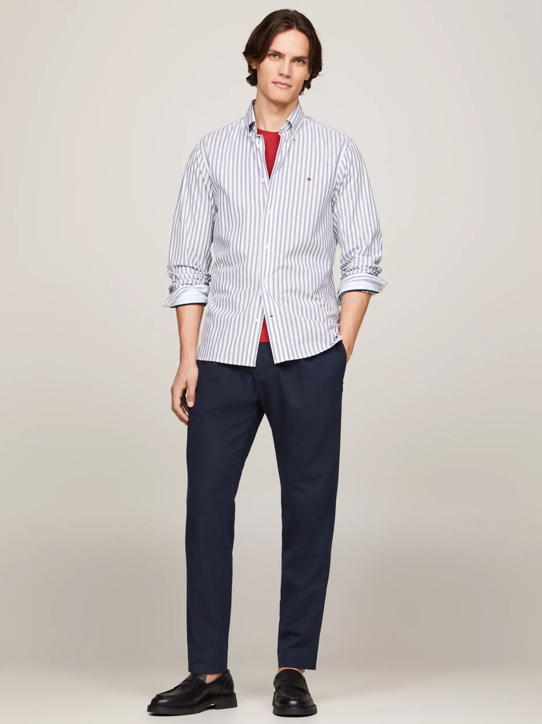 Koszule*Tommy Hilfiger Koszula O Regularnym Kroju Z Popeliny AEGEAN SEA / OPTIC WHITE