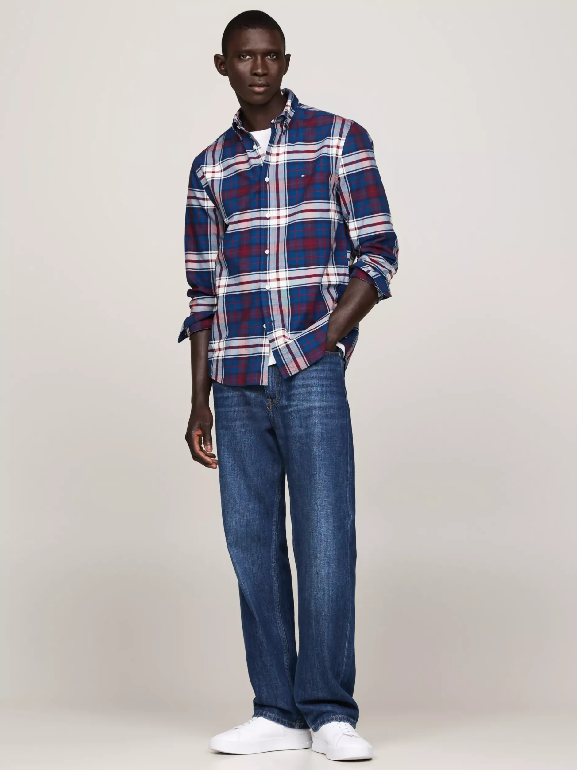 Koszule*Tommy Hilfiger Koszula O Regularnym Kroju W Kartę Tommy DEEP INDIGO / ROUGE CHECK