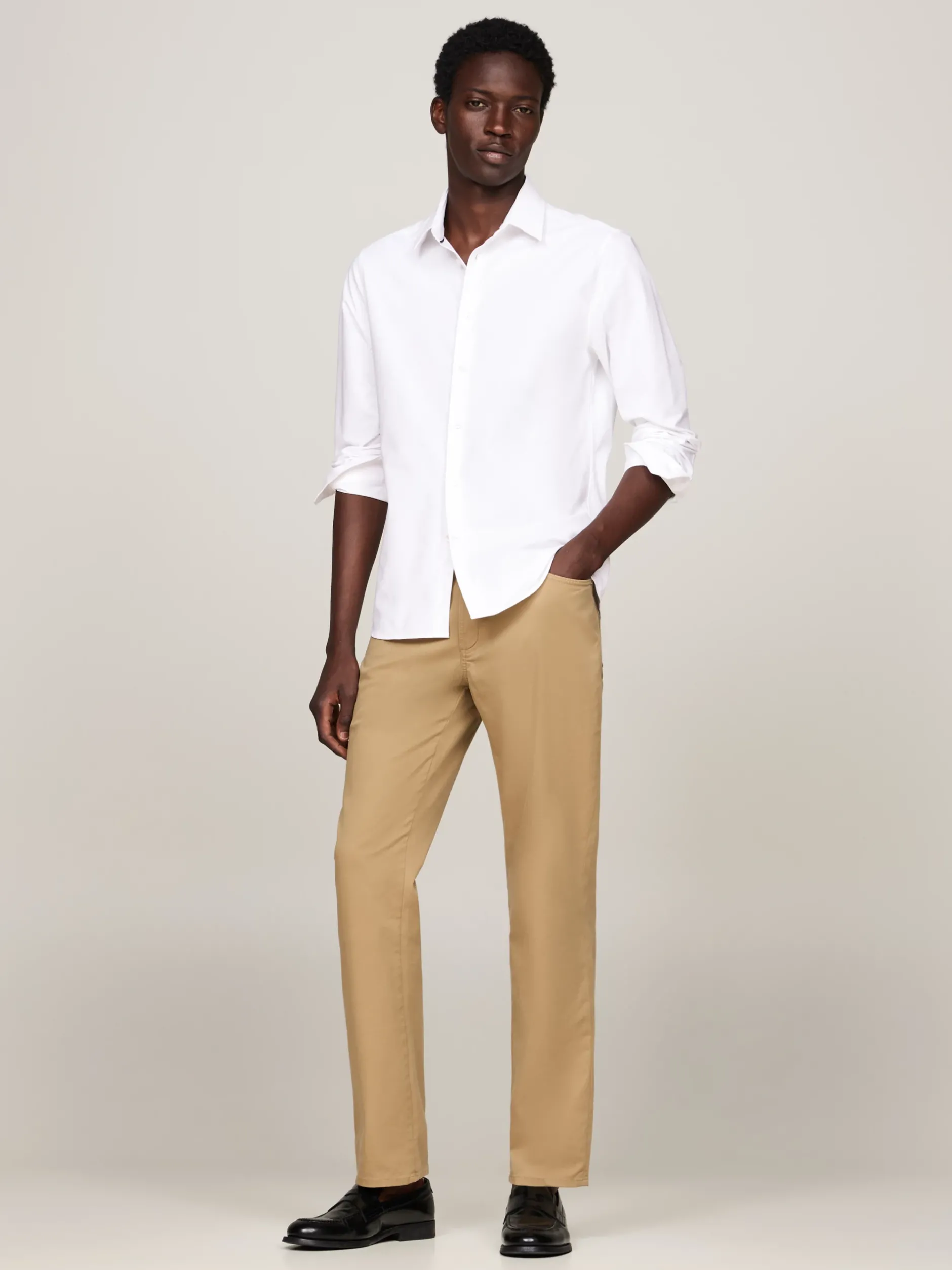 Koszule*Tommy Hilfiger Koszula O Wąskim Kroju Smart Casual Z Tkaniny OPTIC WHITE