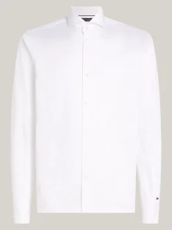 Koszule*Tommy Hilfiger Koszula O Wąskim Kroju Smart Casual Z Diagonalu OPTIC WHITE