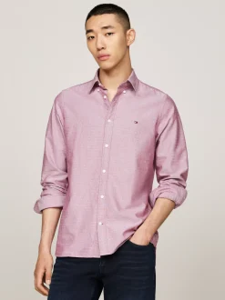 Koszule*Tommy Hilfiger Koszula O Wąskim Kroju Z Bawełny Dobby ROUGE