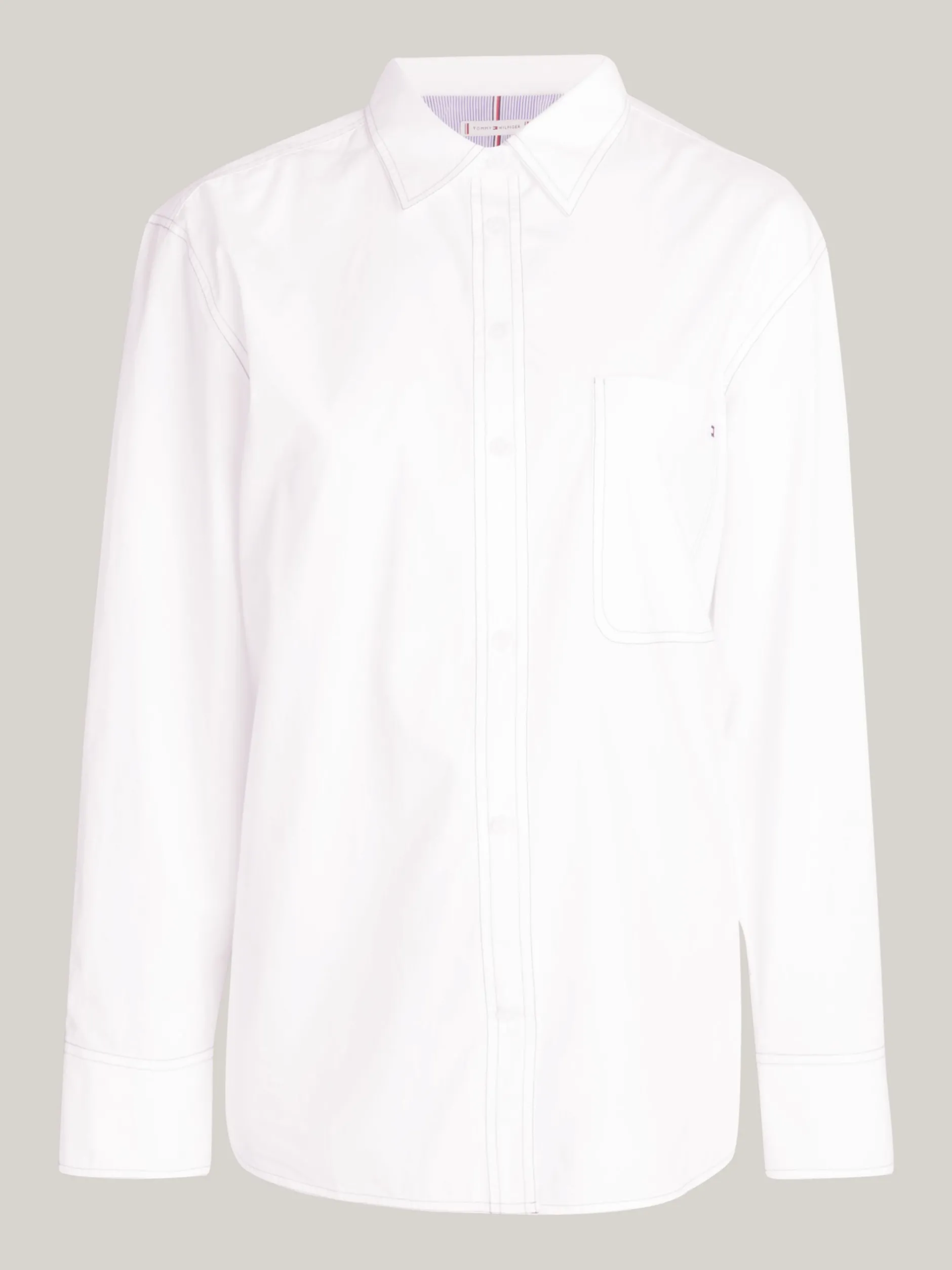 Koszule & Bluzki*Tommy Hilfiger Koszula Oversize Z Kontrastowym Stębnowaniem TH OPTIC WHITE