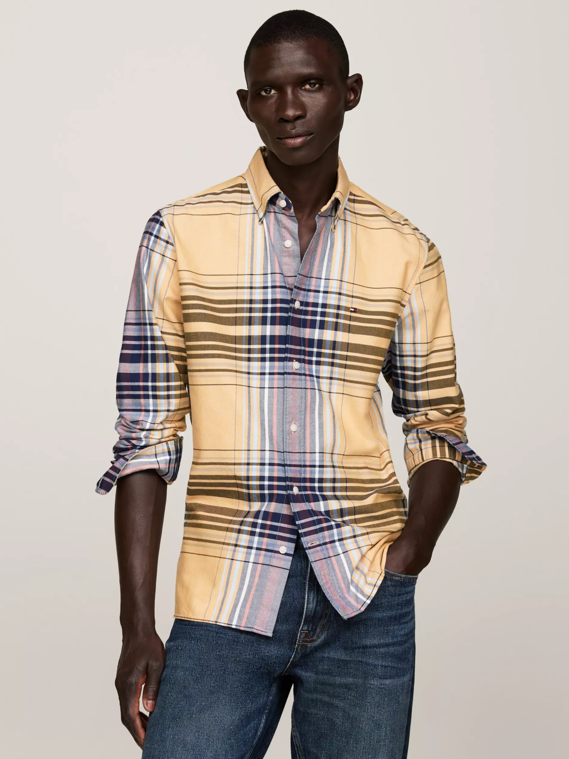 Koszule*Tommy Hilfiger Koszula Oxford O Regularnym Kroju W Kratę CITY YELLOW / MULTI