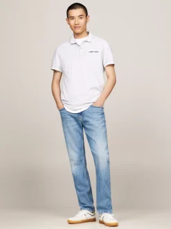 Koszulki Polo*Tommy Hilfiger Koszula Polo Classic Varsity W Paski SILVER GREY