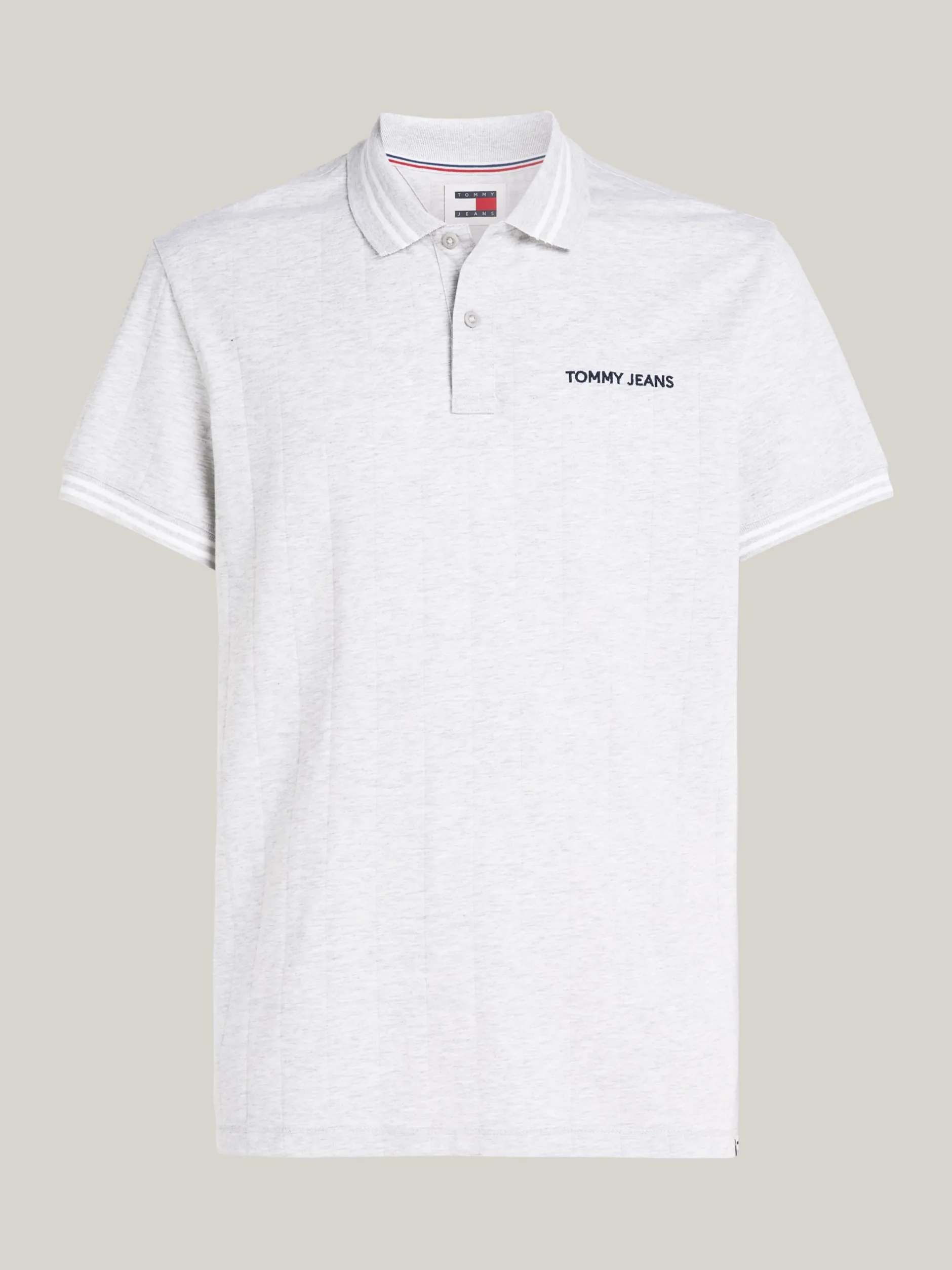 Koszulki Polo*Tommy Hilfiger Koszula Polo Classic Varsity W Paski SILVER GREY