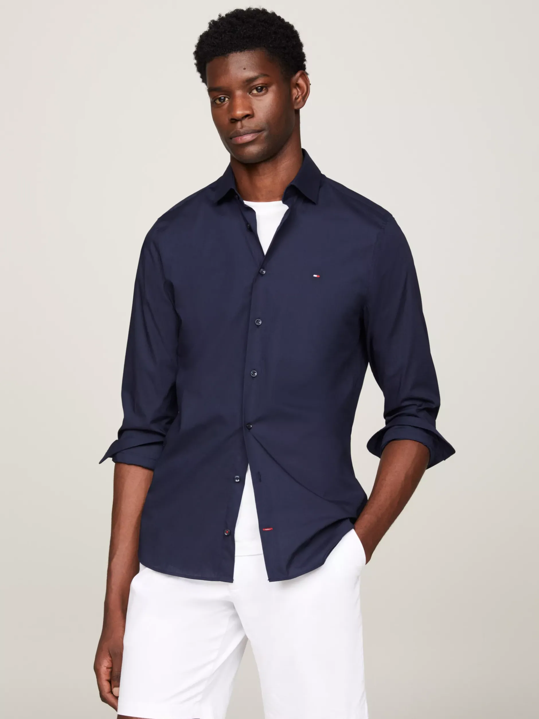 Koszule*Tommy Hilfiger Koszula Popelinowa TH Flex NAVY BLAZER