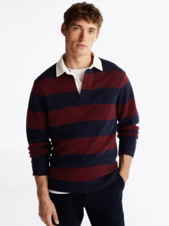 Swetry|Dzianina*Tommy Hilfiger Koszula Rugby O Luźnym Kroju Z Czystej Wełny DEEP ROUGE / DESERT SKY