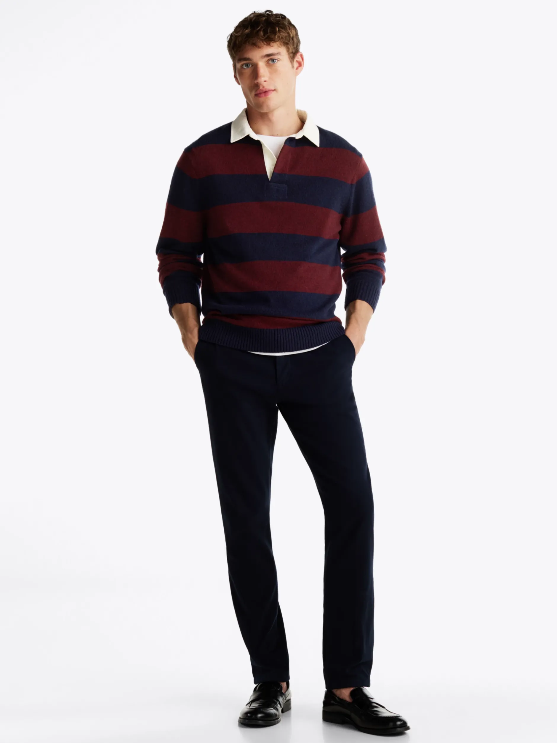 Swetry|Dzianina*Tommy Hilfiger Koszula Rugby O Luźnym Kroju Z Czystej Wełny DEEP ROUGE / DESERT SKY