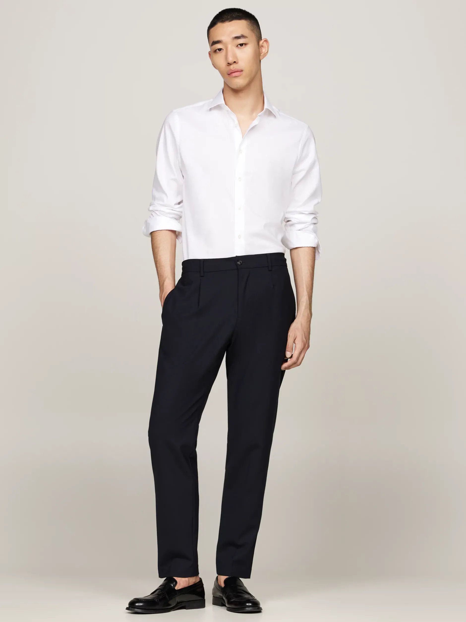 Koszule*Tommy Hilfiger Koszula Smart Casual Z Bawełny Dobby TH OPTIC WHITE