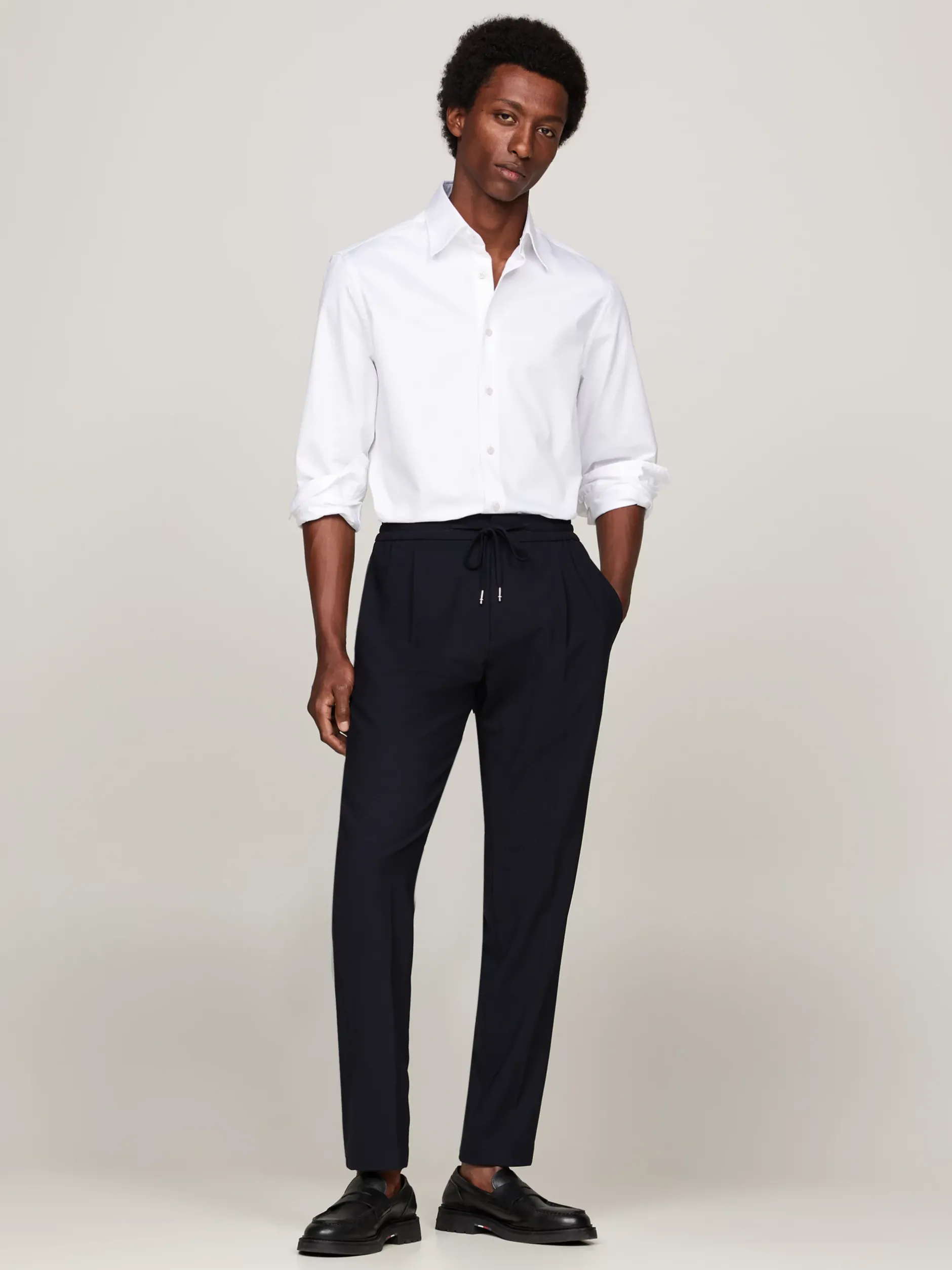 Koszule*Tommy Hilfiger Koszula Smart Casual Z Diagonalu OPTIC WHITE