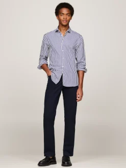 Koszule*Tommy Hilfiger Koszula TH Flex O Wąskim Kroju W Paski DARK NAVY / OPTIC WHITE