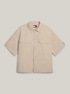 Koszule*Tommy Hilfiger Koszula Unisex Z Krótkim Rękawem BEIGE STONE