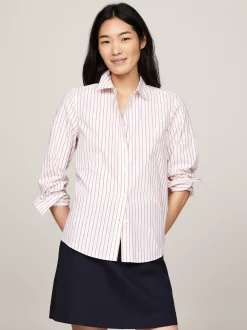 Koszule & Bluzki*Tommy Hilfiger Koszula W Kontrastowe Paski CLASSIC SHIRTING STP/ PINK