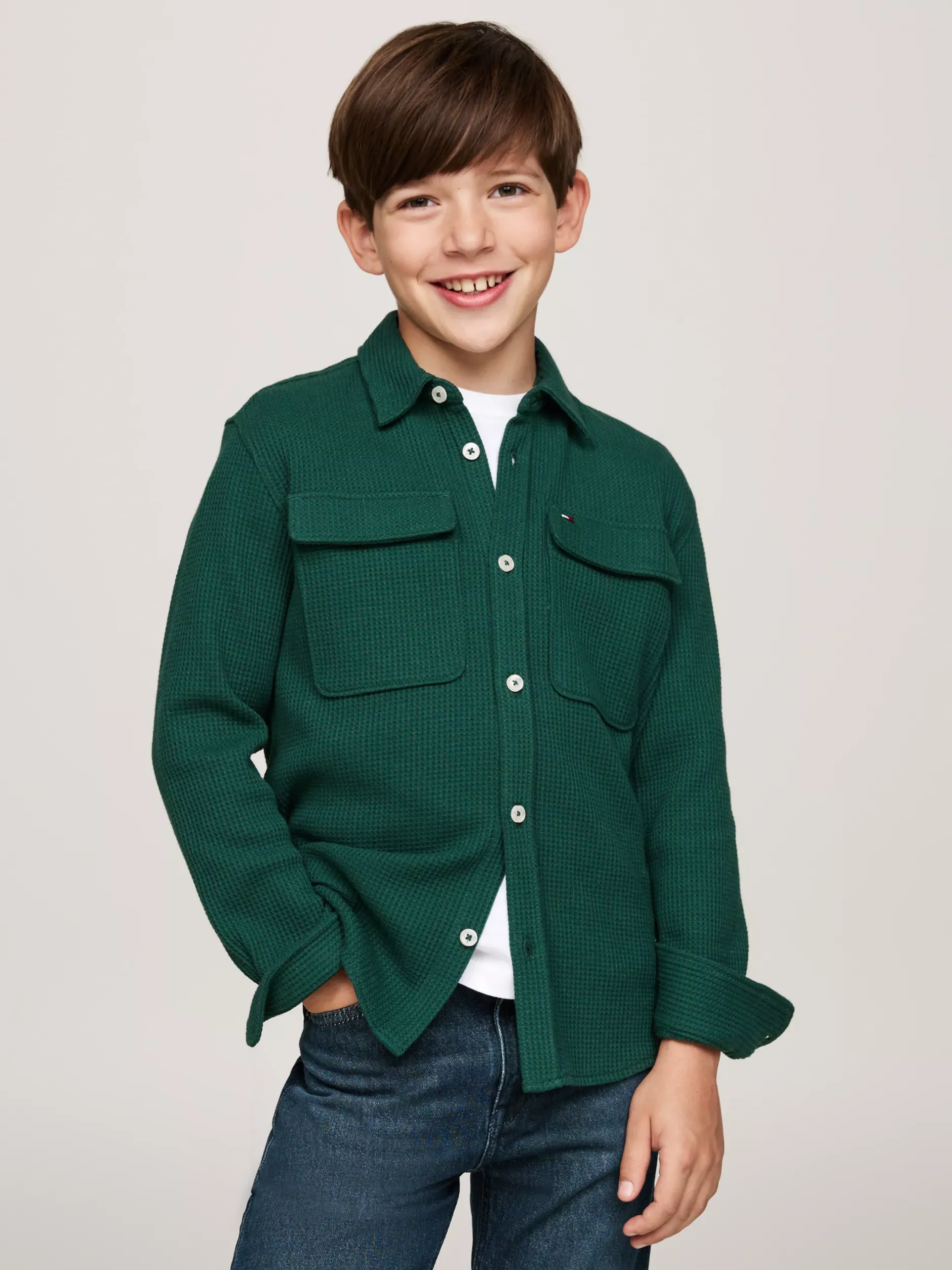 Koszule*Tommy Hilfiger Koszula Wierzchnia O Waflowej Fakturze ORNAMENTAL GREEN