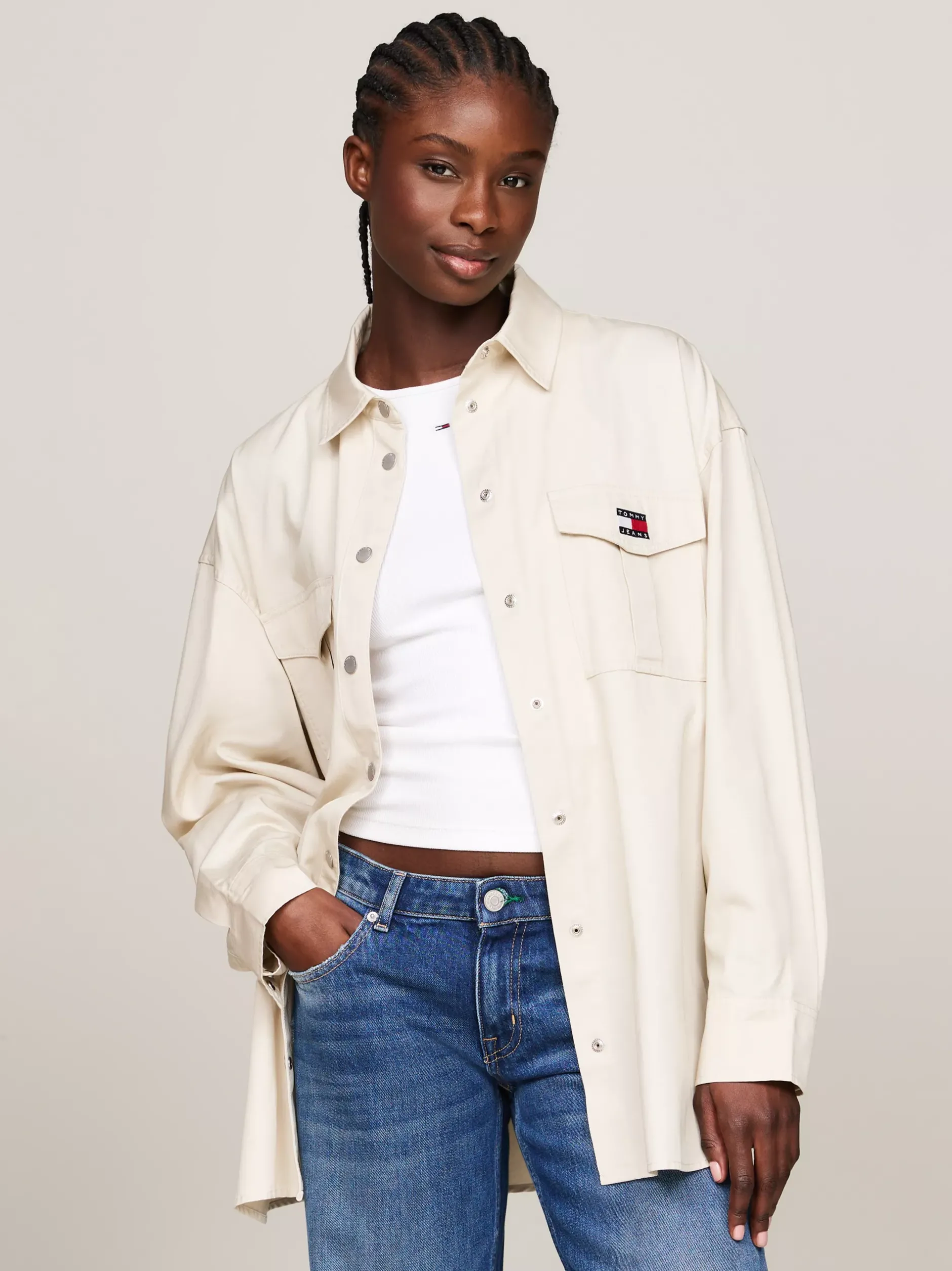 Koszule & Bluzki*Tommy Hilfiger Koszula Wierzchnia Z Kieszeniami Cargo NEWSPRINT