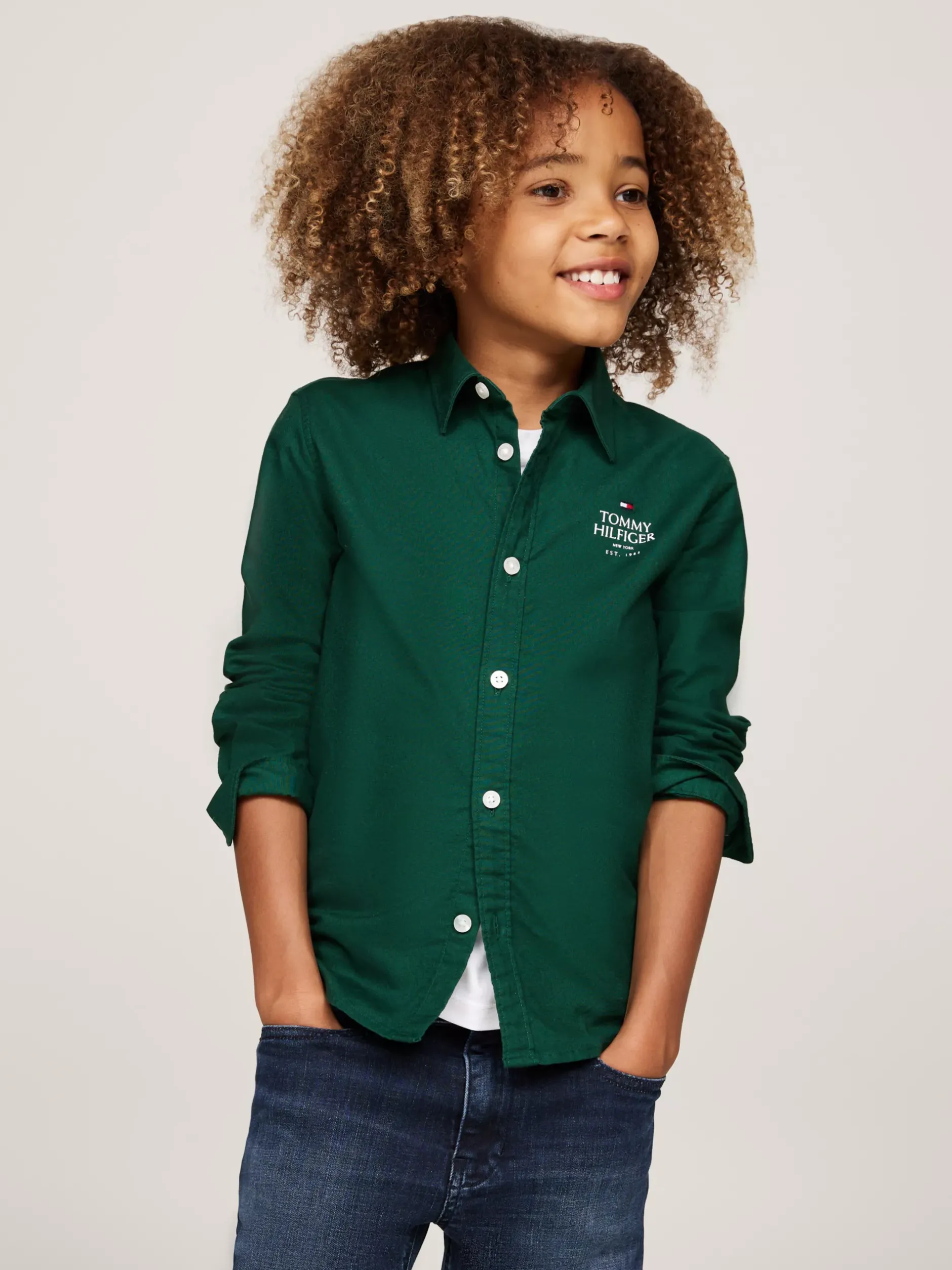 Koszule*Tommy Hilfiger Koszula Z Bawełny Typy Oxford Z Logo Hilfiger ORNAMENTAL GREEN