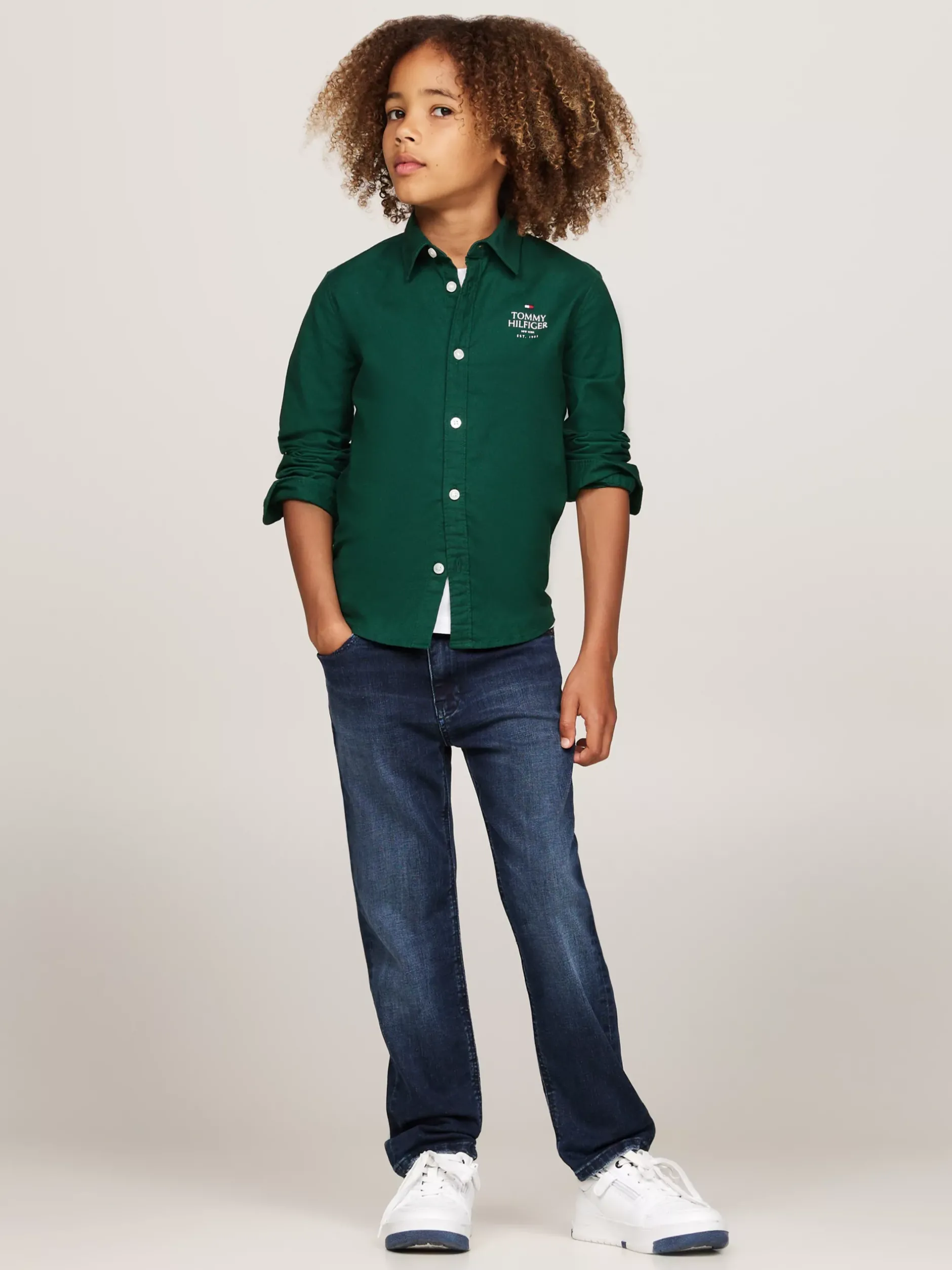 Koszule*Tommy Hilfiger Koszula Z Bawełny Typy Oxford Z Logo Hilfiger ORNAMENTAL GREEN