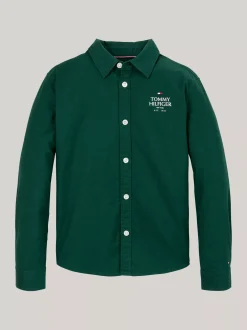 Koszule*Tommy Hilfiger Koszula Z Bawełny Typy Oxford Z Logo Hilfiger ORNAMENTAL GREEN