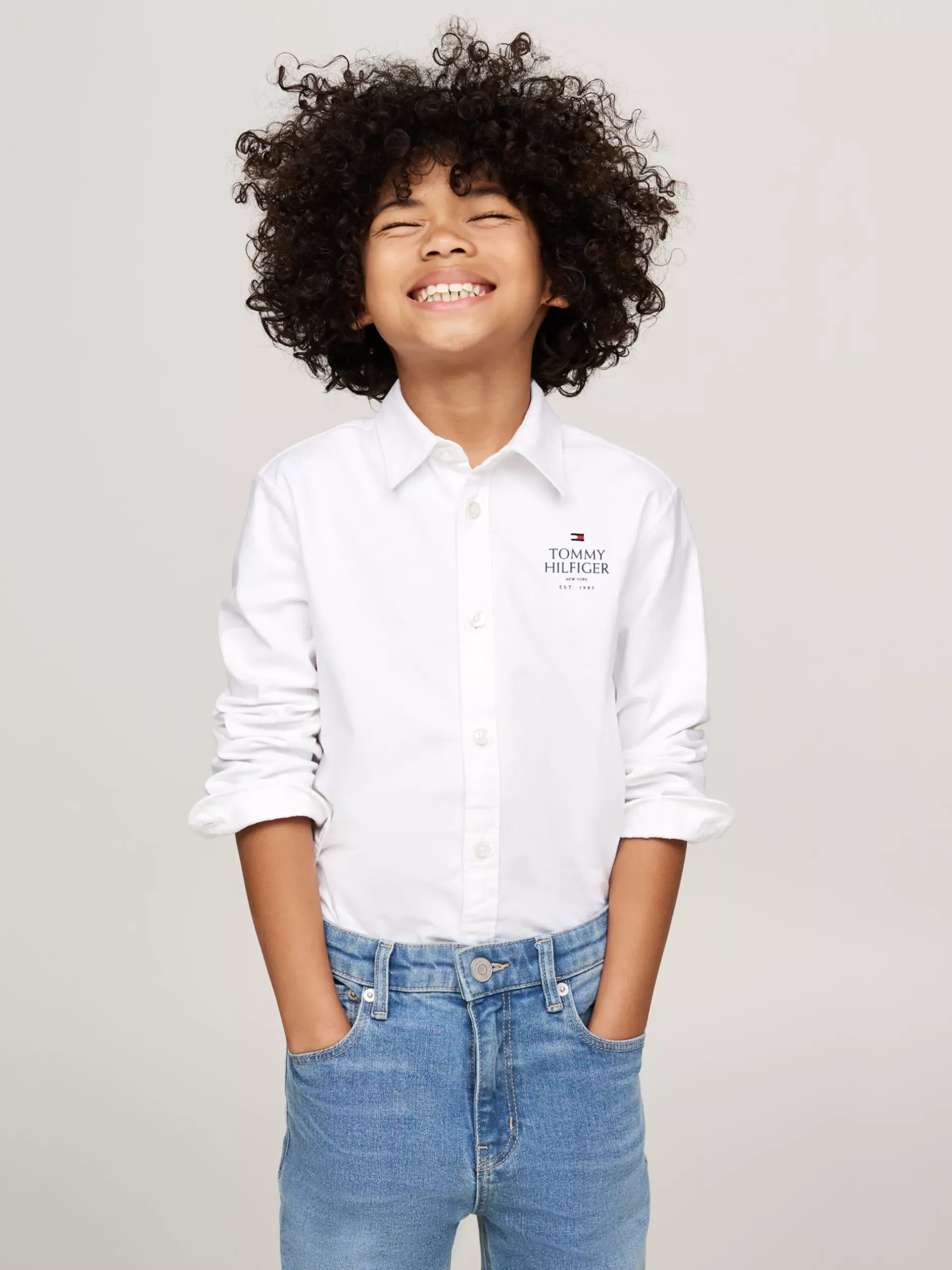 Koszule*Tommy Hilfiger Koszula Z Bawełny Typy Oxford Z Logo Hilfiger WHITE