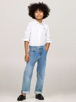 Koszule*Tommy Hilfiger Koszula Z Bawełny Typy Oxford Z Logo Hilfiger WHITE