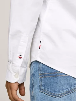 Koszule*Tommy Hilfiger Koszula Z Bawełny Typy Oxford Z Logo Hilfiger WHITE