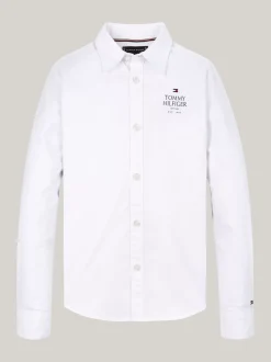 Koszule*Tommy Hilfiger Koszula Z Bawełny Typy Oxford Z Logo Hilfiger WHITE