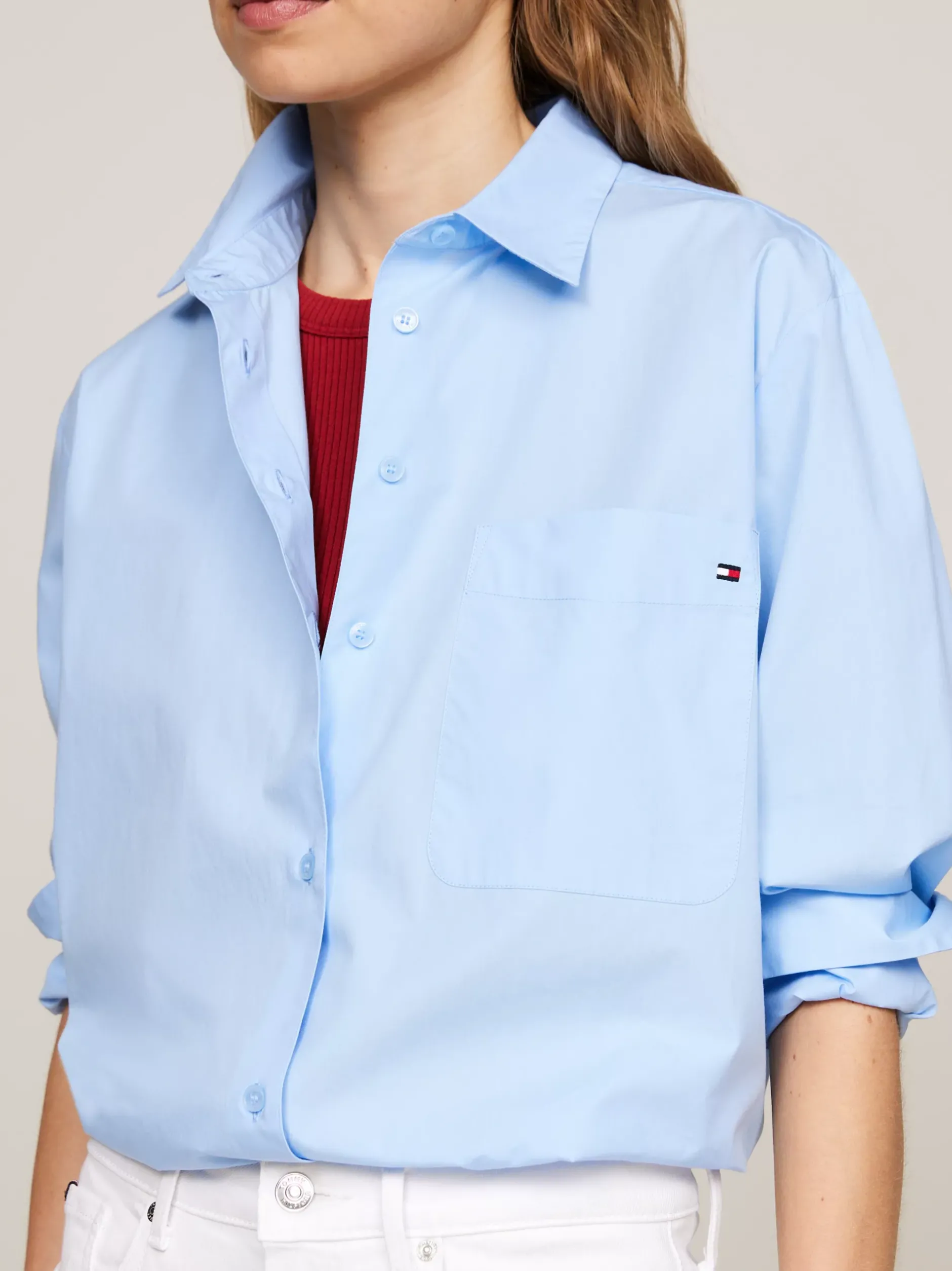 Koszule & Bluzki*Tommy Hilfiger Koszula Z Naszywaną Kieszenią I Flagą VESSEL BLUE