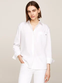 Koszule & Bluzki*Tommy Hilfiger Koszula Z Naszywaną Kieszenią I Flagą TH OPTIC WHITE