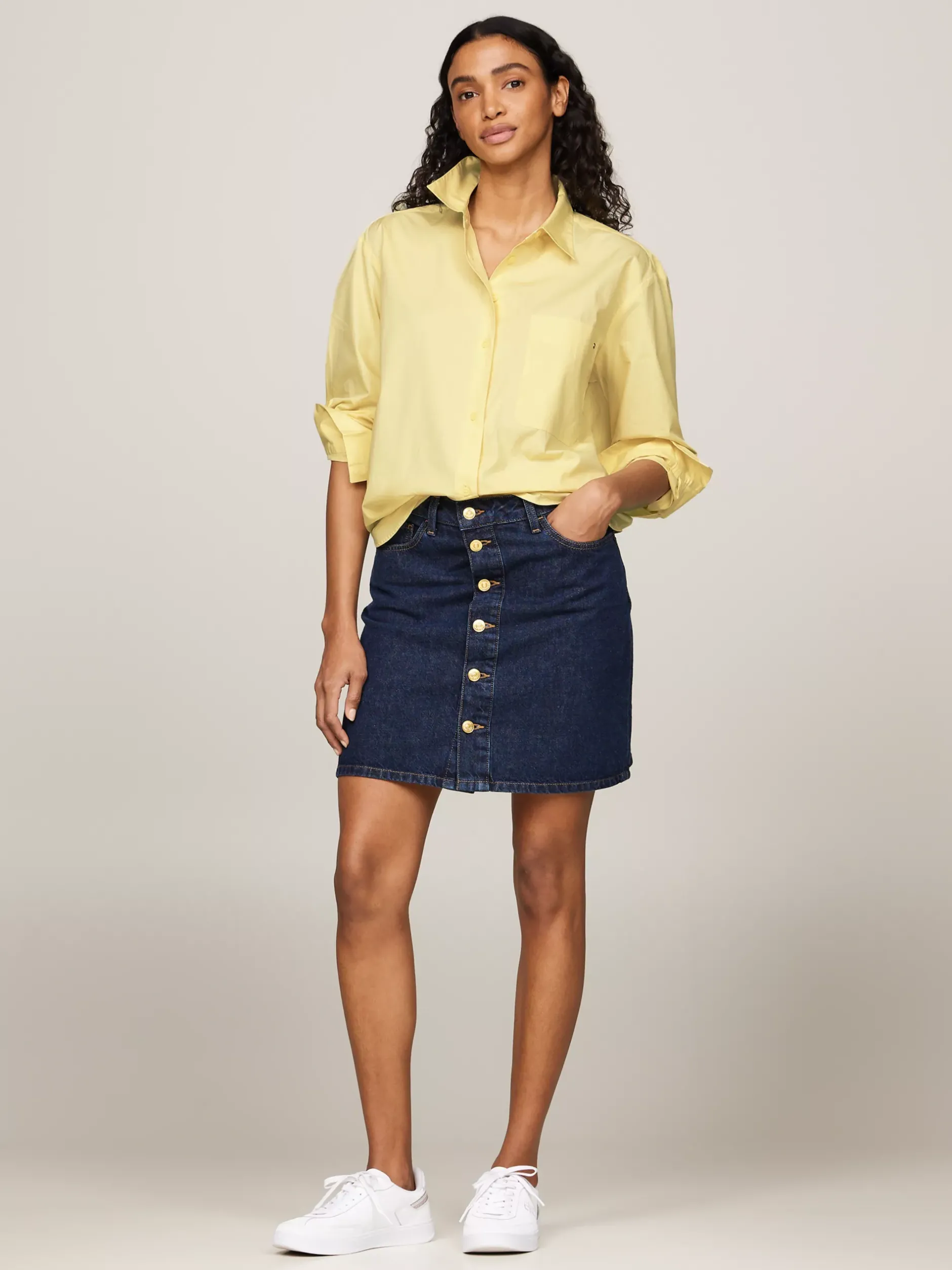 Koszule & Bluzki*Tommy Hilfiger Koszula Z Naszywaną Kieszenią I Flagą LEMON ZEST