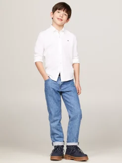 Koszule*Tommy Hilfiger Koszula Z Piki O Regularnym Kroju WHITE