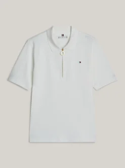 Koszulki Polo*Tommy Hilfiger Koszulka Polo Adaptive Z Haftem ECRU
