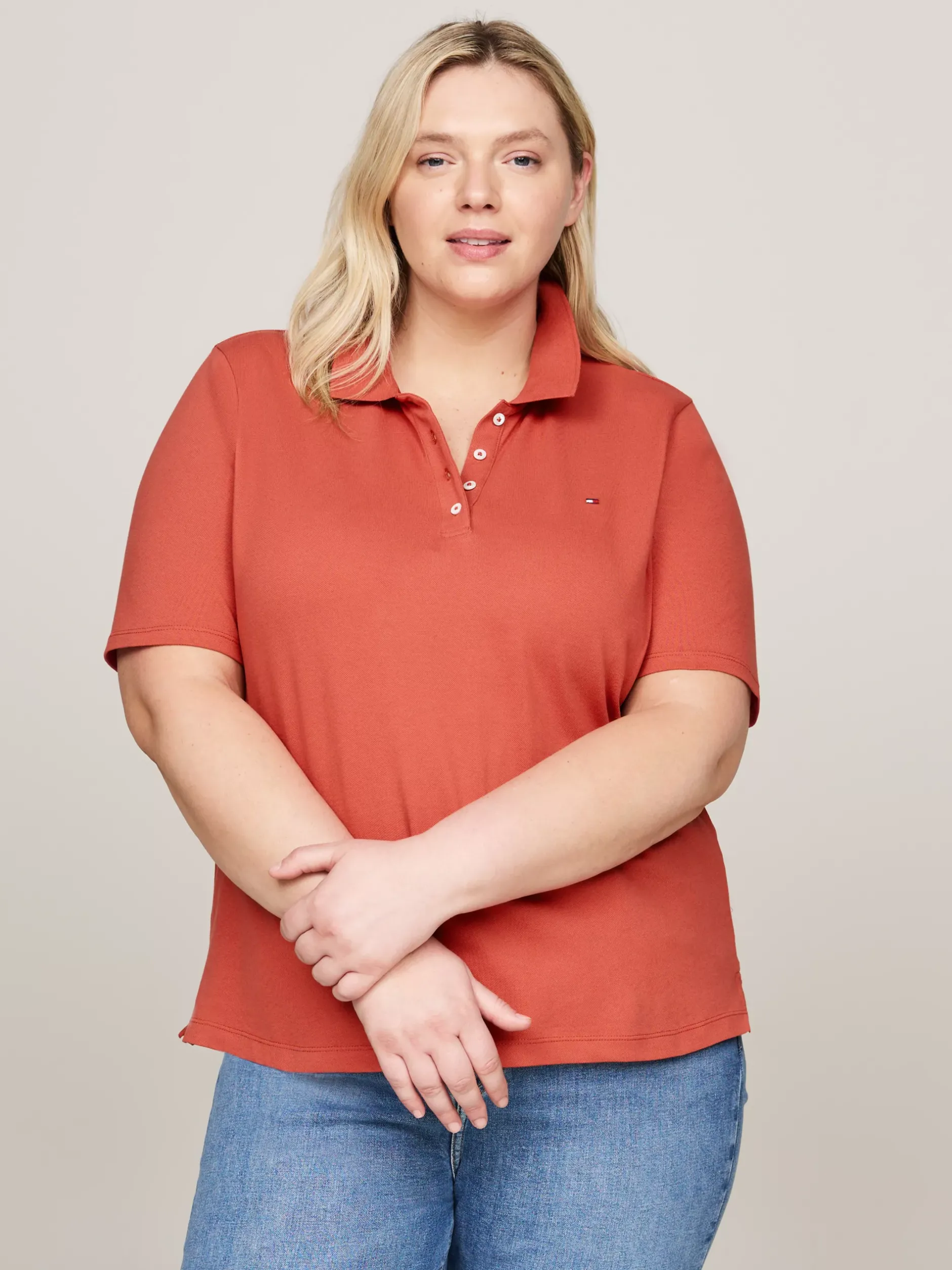 Koszulki Polo*Tommy Hilfiger Koszulka Polo Curve 1985 Collection TERRA RED