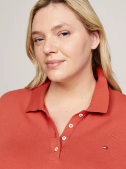 Koszulki Polo*Tommy Hilfiger Koszulka Polo Curve 1985 Collection TERRA RED