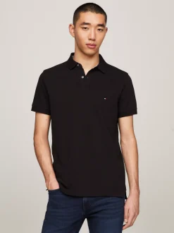 Koszulki Polo*Tommy Hilfiger Koszulka Polo O Regularnym Kroju Z Flagą 1985 Collection BLACK