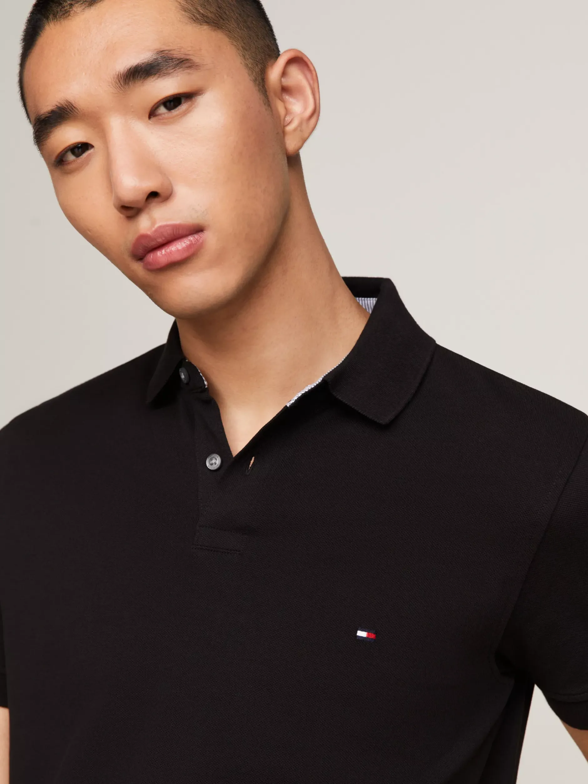 Koszulki Polo*Tommy Hilfiger Koszulka Polo O Regularnym Kroju Z Flagą 1985 Collection BLACK