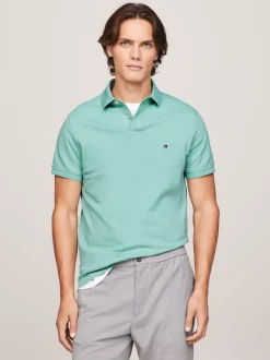 Koszulki Polo*Tommy Hilfiger Koszulka Polo O Regularnym Kroju Z Flagą 1985 Collection TRADEWINDS AQUA