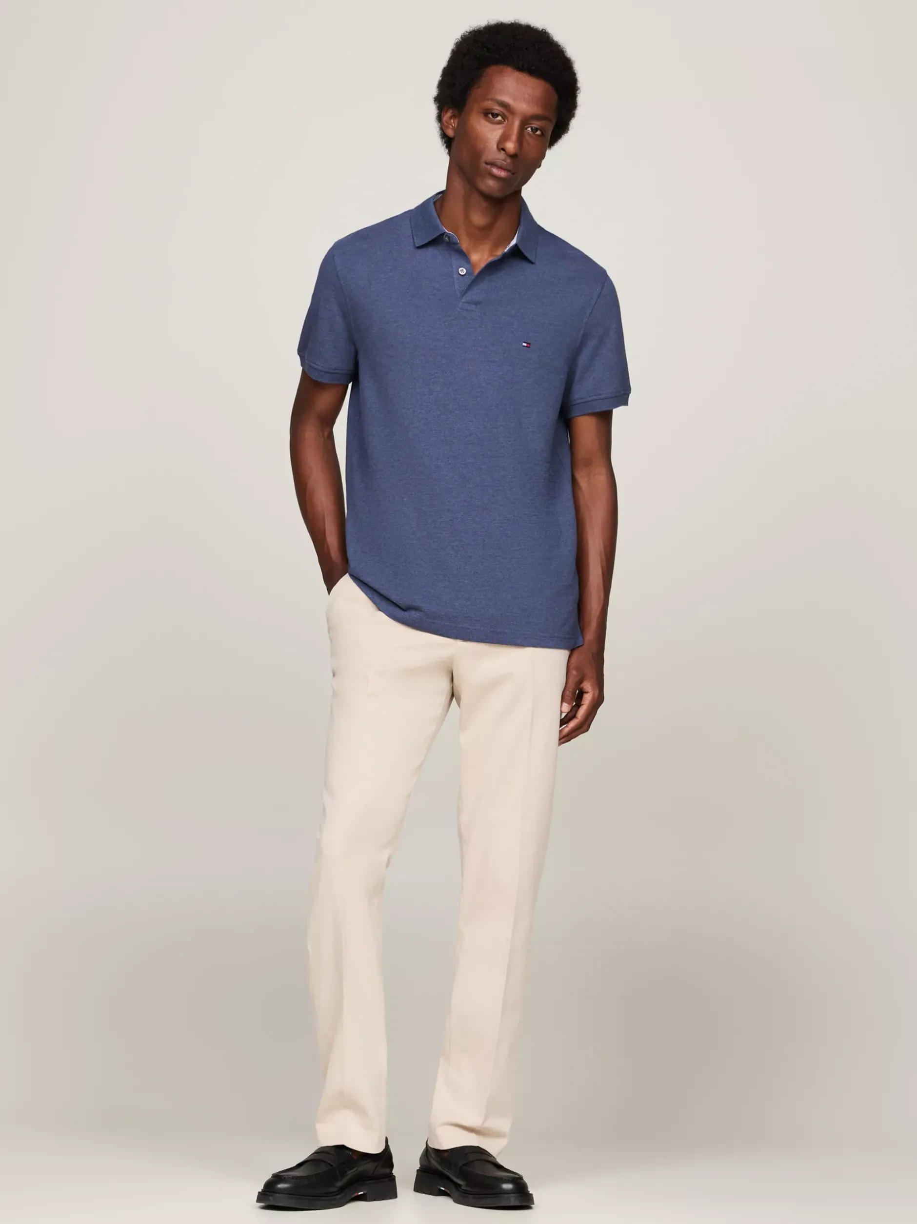 Koszulki Polo*Tommy Hilfiger Koszulka Polo O Regularnym Kroju Z Flagą 1985 Collection DENIM HEATHER