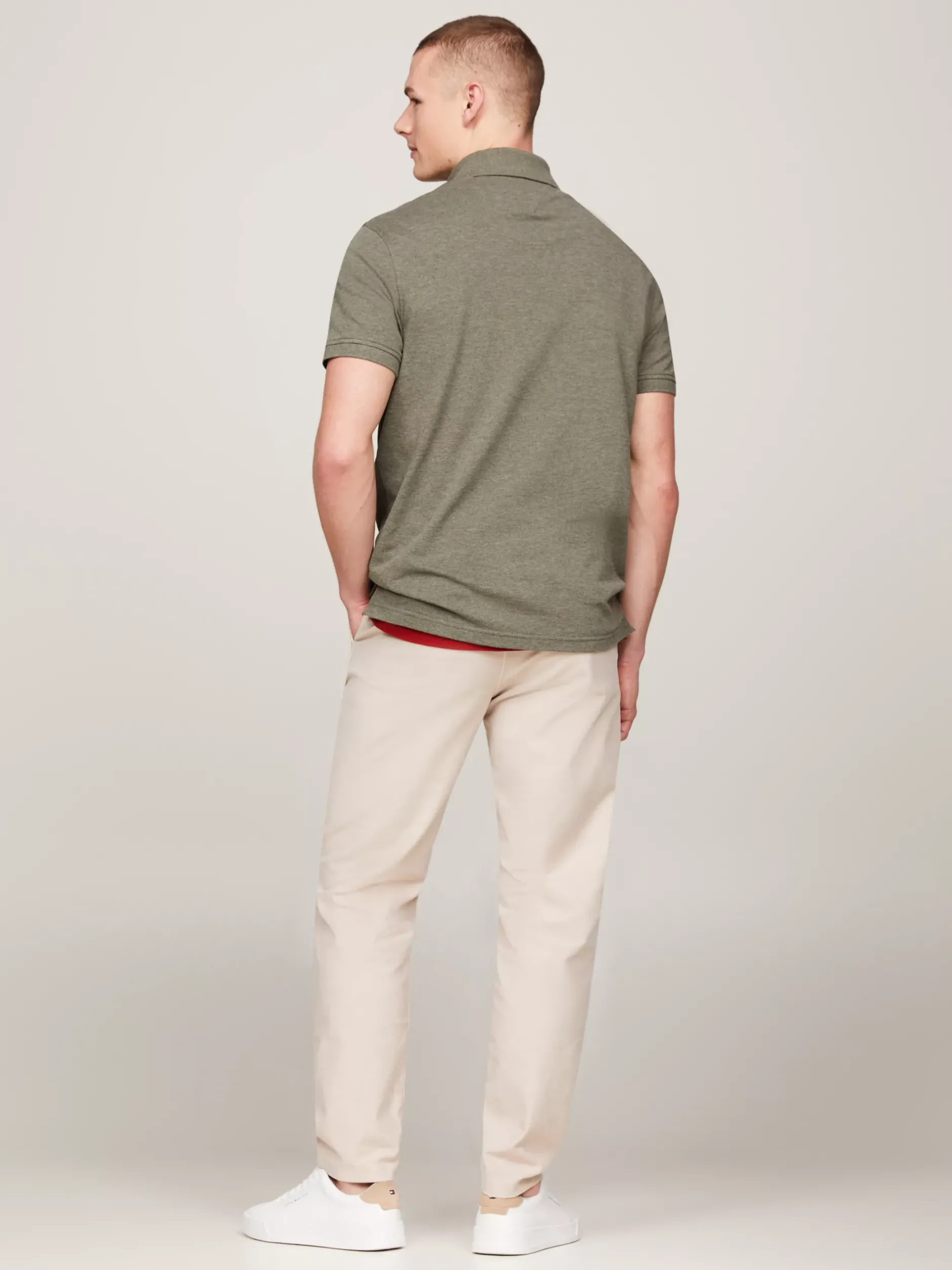 Koszulki Polo*Tommy Hilfiger Koszulka Polo O Regularnym Kroju Z Flagą 1985 Collection UTILITY OLIVE HEATHER