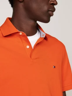 Koszulki Polo*Tommy Hilfiger Koszulka Polo O Regularnym Kroju Z Flagą 1985 Collection BONFIRE ORANGE