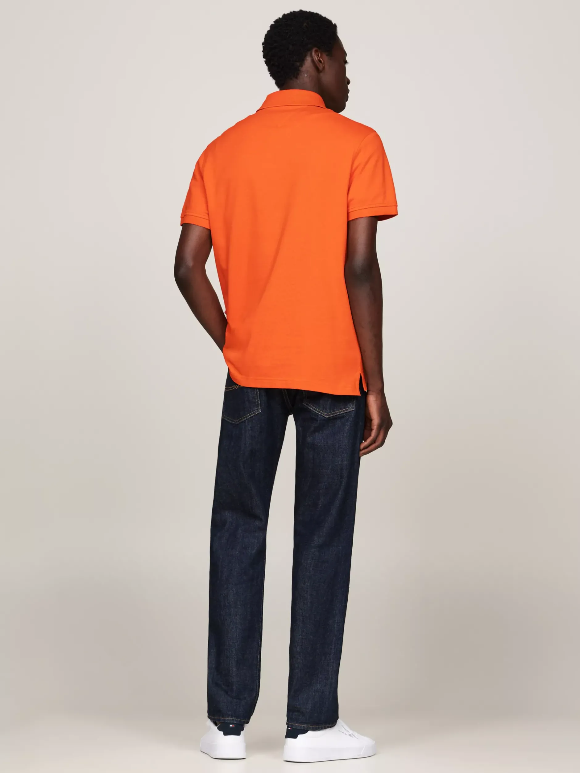Koszulki Polo*Tommy Hilfiger Koszulka Polo O Regularnym Kroju Z Flagą 1985 Collection BONFIRE ORANGE