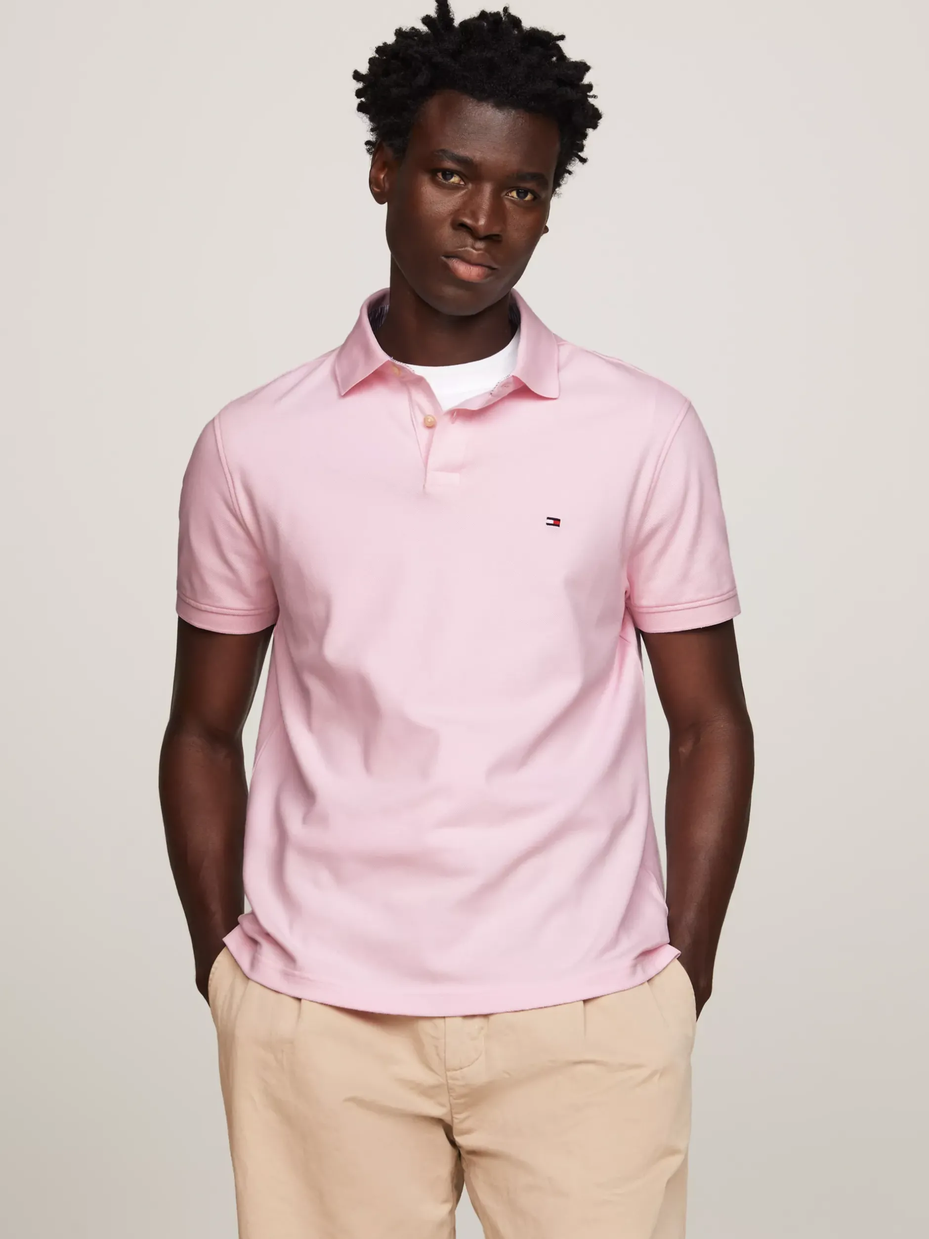 Koszulki Polo*Tommy Hilfiger Koszulka Polo O Regularnym Kroju Z Flagą 1985 Collection LIGHT PINK