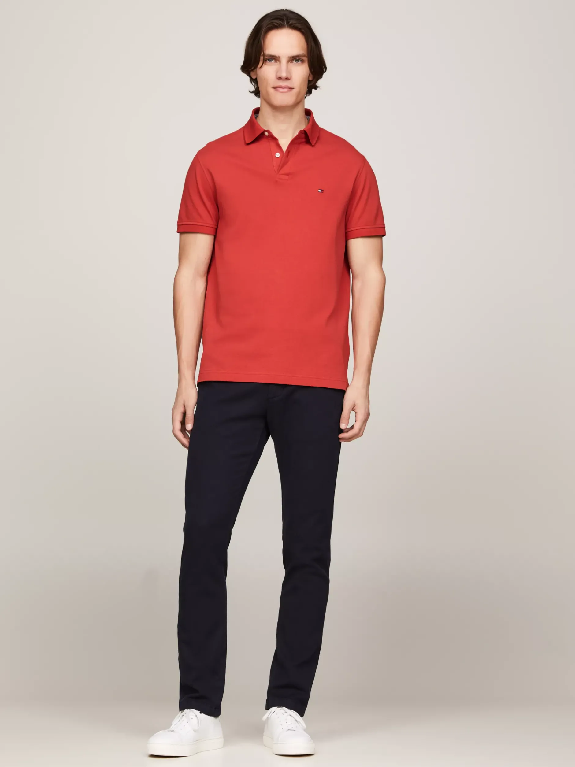 Koszulki Polo*Tommy Hilfiger Koszulka Polo O Regularnym Kroju Z Flagą 1985 Collection TERRA RED