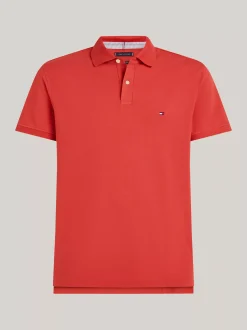 Koszulki Polo*Tommy Hilfiger Koszulka Polo O Regularnym Kroju Z Flagą 1985 Collection TERRA RED