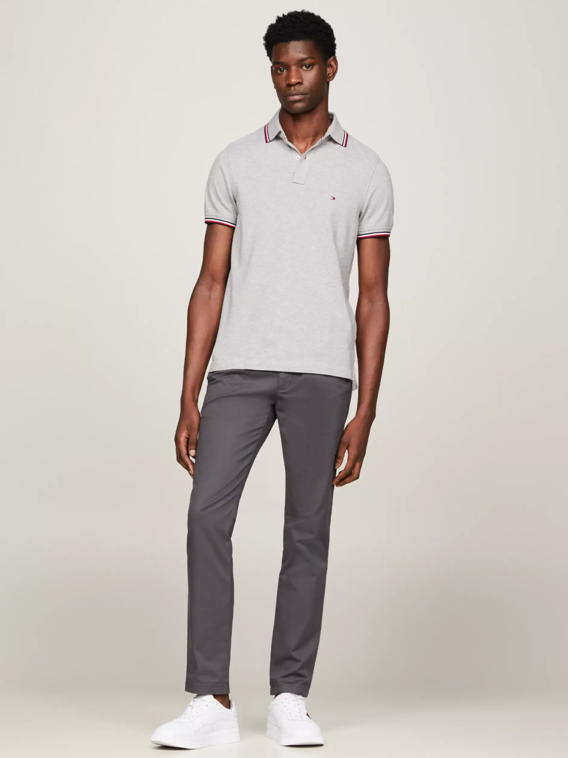 Koszulki Polo*Tommy Hilfiger Koszulka Polo O Wąskim Kroju MEDIUM GREY HEATHER