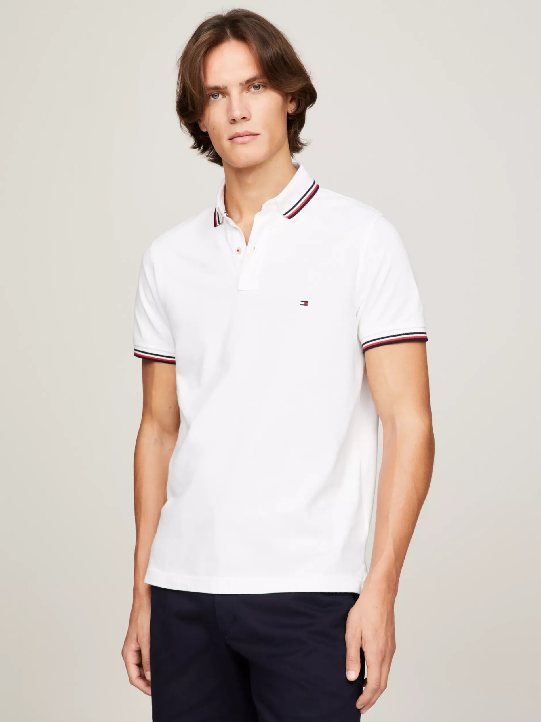 Koszulki Polo*Tommy Hilfiger Koszulka Polo O Wąskim Kroju WHITE