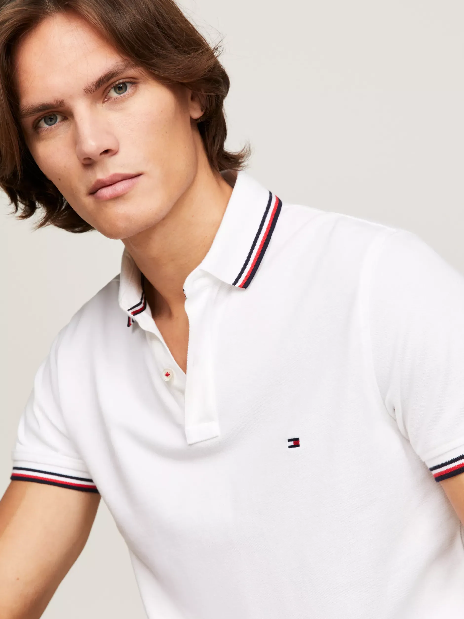 Koszulki Polo*Tommy Hilfiger Koszulka Polo O Wąskim Kroju WHITE